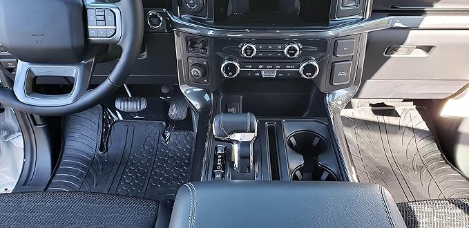 GledringUSA All-Weather Rubber Floor Mats Intended for Ford F-250/350/450/550 Super Duty Crew/Extended Cab 2017-2025, No Trimming Required, Tailored Custom Fit, Protects from Rain, Mud and Snow.