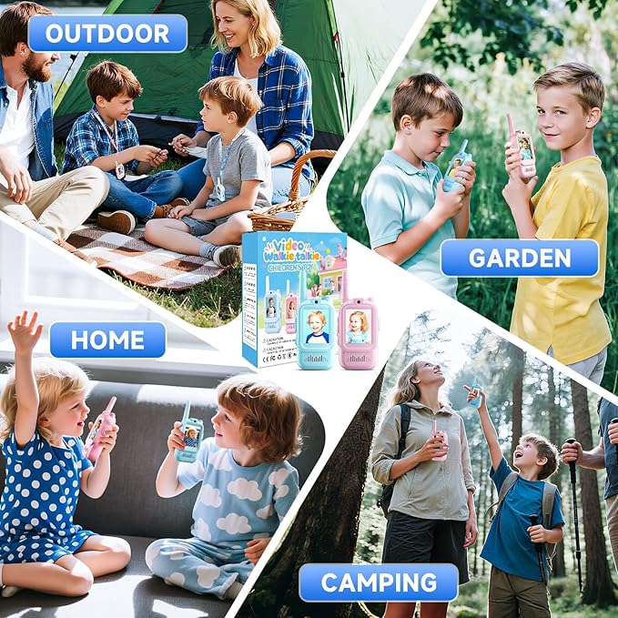 Video Walkie Talkies with for Kids Ages 3-12 – Rechargeable USB Two-Way Radios with Camera, 2 Packs Handheld Intercom for Indoor Outdoor Family Games, Camping, Hiking & Birthday Gifts (Pink & Pink)