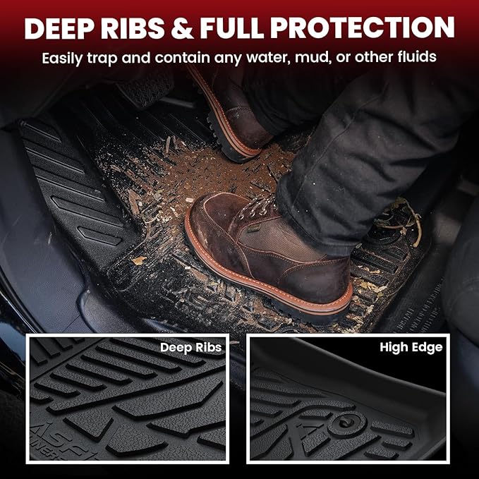 LASFIT Floor Mats and Trunk Mat for Ford Bronco Sport 2021-2025(with Rear Bump in The Cargo Area) Carpet Floor All Weather Custom Fit TPE Car Liners, 1st& 2nd& Cargo Liner, 4pcs Black