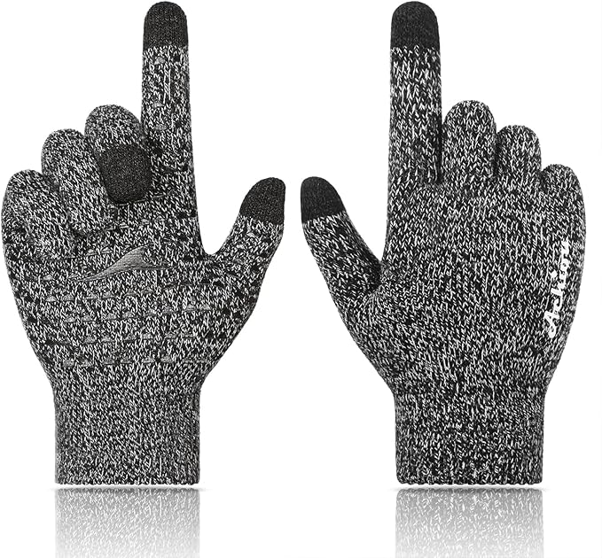 Achiou Winter Gloves, Glove for Men Women, Upgraded Touch Screen Texting Warm Running with Thermal Soft Knit Lining