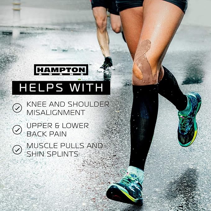 Hampton Adams | As Seen on Shark Tank | Elastic Kinesiology Tape (Bulk Roll) | 135ft Uncut | Supports & Protects Muscle Wrist Knee Shoulder Back Plantar Fasciitis | Waterproof Hypoallergenic