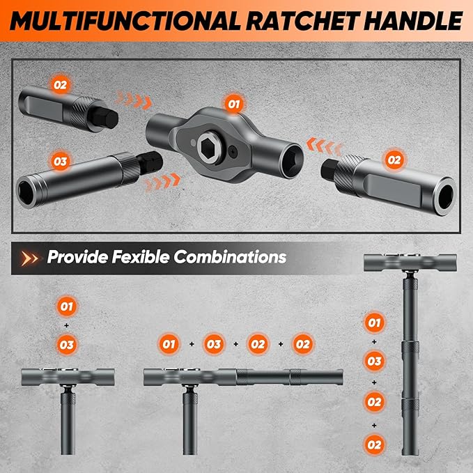 Saker 42 in 1 Magnetic Screwdriver Set, Multi Bit Free Combination Ratchet Screwdriver Set Portable Repair Tool Kit for Valentine's Day Gifts Furniture, Computer, Bicycle and DIY Grey