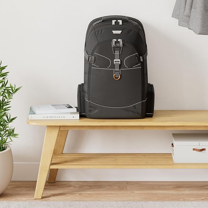EVERKI Business 120 Laptop Backpack with Rain Cover, 40L Capacity, Large Compartment for Laptops Up to 18.4", 180° Fold-Out Design, Padded Pocket, Durable Design with Multiple Pockets – EKP120 - Black