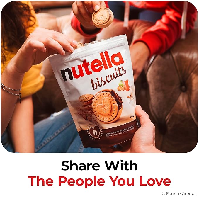Nutella Biscuits Cookies Filled with Nutella Hazelnut Spread, Sweet Snack Pack, Holiday Christmas Cookies, 9.7 oz