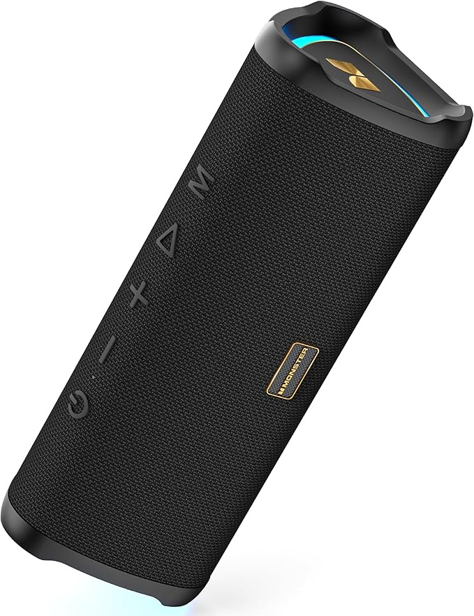 Monster Prism Portable Bluetooth Speaker, Wireless Speakers with 20W Stereo Sound, IPX6 Waterproof, 24H Playtime, Bluetooth 6.0, TWS Pairing, AUX & TF-Card Input, for Home/Outdoors/Beach/Travel