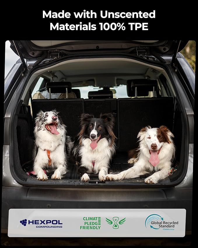 3W Trunk Mat & Backrest Mats Fit Kia Carnival Hybrid (Only for 8 Seats), All Weather TPE Custom Fit Cargo Liner with Seatback Mats for Kia Carnival Accessories, Black