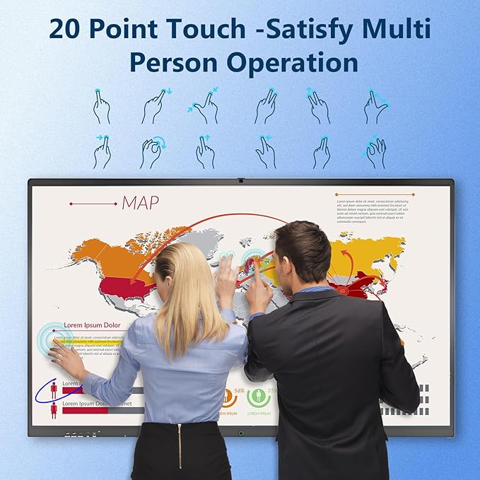 Smart Board,75 Inch Interactive Whiteboard 4K Touchscreen Built in Ultra High Definition Camera Open App Ecosystem, Digital Presentation Electronic Smart WhiteBoard for Classroom Home Office