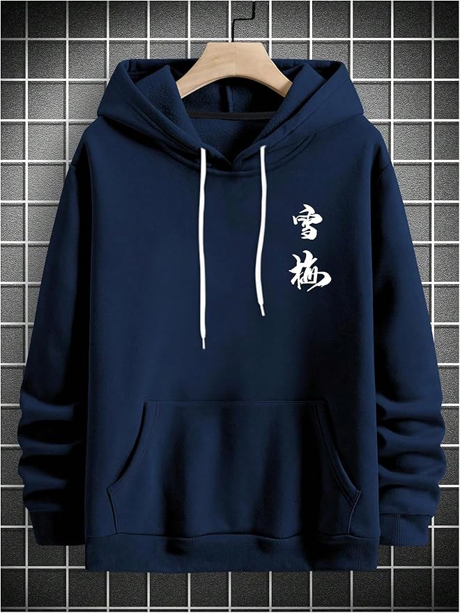 GORGLITTER Men's Graphic Hoodies Japanese Hoodie Top Oversized Long Sleeve Anime Pullovers Sweatshirts