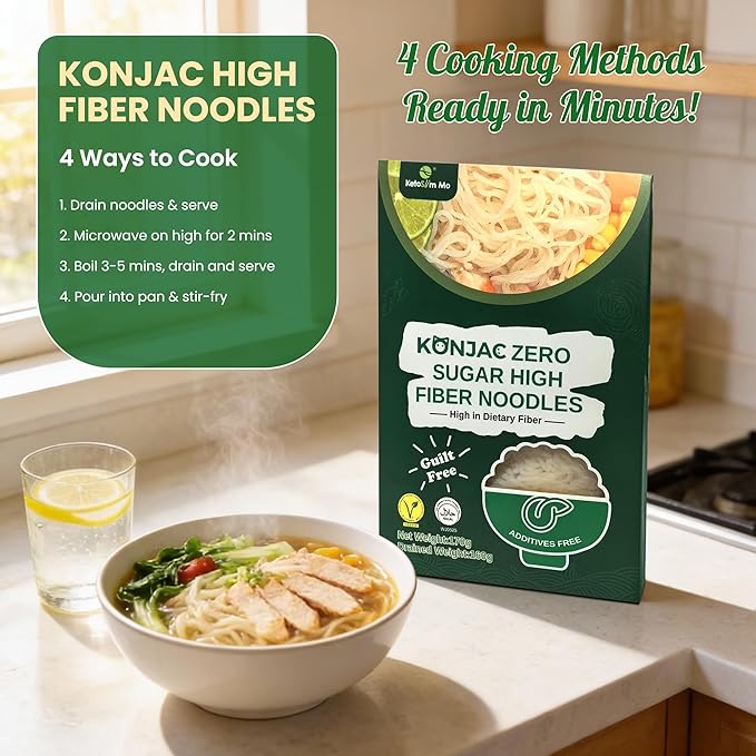 Konnyaku Noodles – High Fiber Keto Pasta Alternative, Vegan, Paleo, Low Carb, Sugar-Free