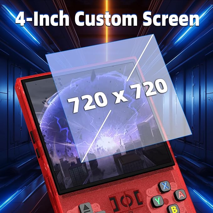 R36MAX Retro Handheld Game Console, 4.0 Inch IPS Screen Retro Gaming Console,Linux System, 4000mAh Battery Portable Pocket Mini Arcade, Built-in 128G (Red)