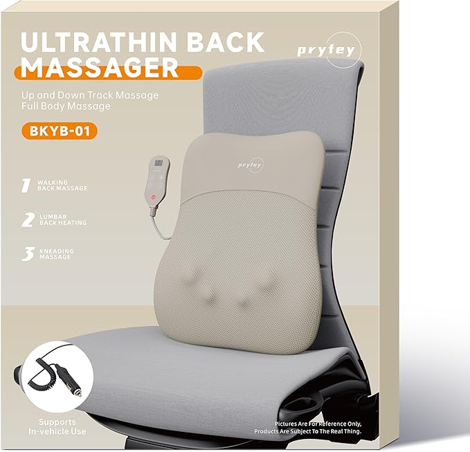 Back Massager, Rolling Up and Down Back Massager with Heat, Back Massage 4D Kneading for Pain Relief Deep Tissue, Ultrathin Shoulder Massager Gift for Women Men Parents Christmas, Khaki