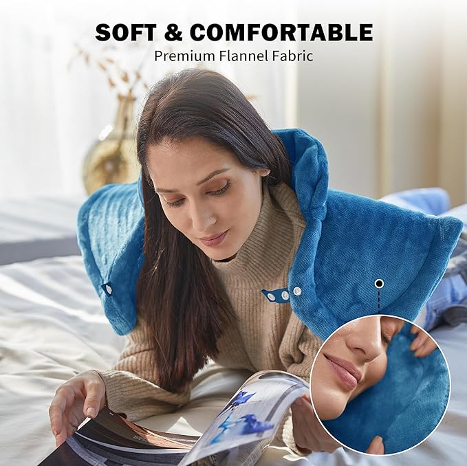 Heating Pad for Neck Shoulder and Back, Valentines Day Gifts for Her Him, Birthday Gift for Women Men Mom, Deeper Pain Relief,Large Weighted Heat Pad, FSA Eligible HSA Approved, ETL Certified, Blue