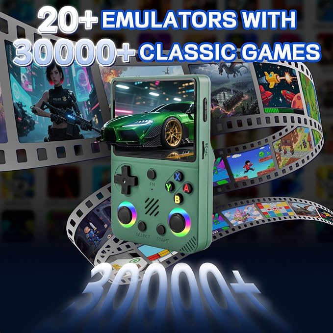 RG36PRO Retro Video Game Console - Open Source System,3.5" IPS Screen,64G TF Card,3000mAh Battery,Support 30,000+ Classic Retro Video Games for Teen or Partner - Gift for Christmas - Green