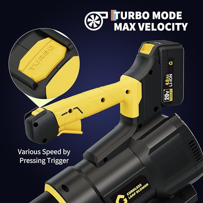 Electric Leaf Blower, 650CFM & 200MPH, Cordless Leaf Blower with 4.0Ah Battery, 20V Blowers Cordless, Lightweight Battery Blowers for Lawn, Patio, Yard, Garden, Outdoor