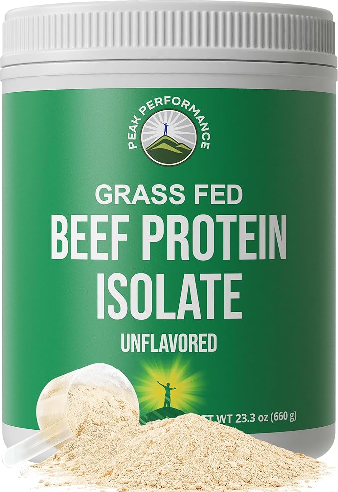 Grass Fed Beef Protein Powder - Lactose Free Great Tasting Beef Protein Isolate. Complete Animal Based Non Dairy Paleo Carnivore Supplement for Prime Muscle Building. No Whey. Unflavored