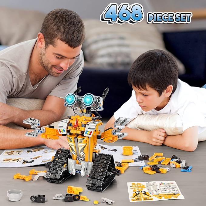 Sillbird Robot Building Kit with Remote Control STEM Gifts for Boys Age 8-13, Coding Buildable Robotic Technic Toys for Kids Birthday with 468 Pieces