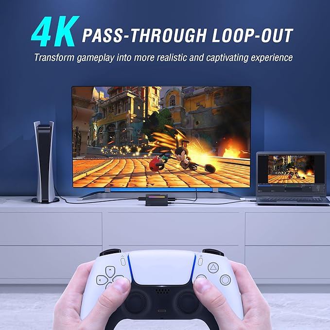 Fifine AmpliGame Video Capture Card, HD 1080 60fps for Audio Video, Gaming, Live Streaming, 4K HDMI to USB Capture Card Compatible with PS4/Windows/Mac OS/Switch/Xbox-V3