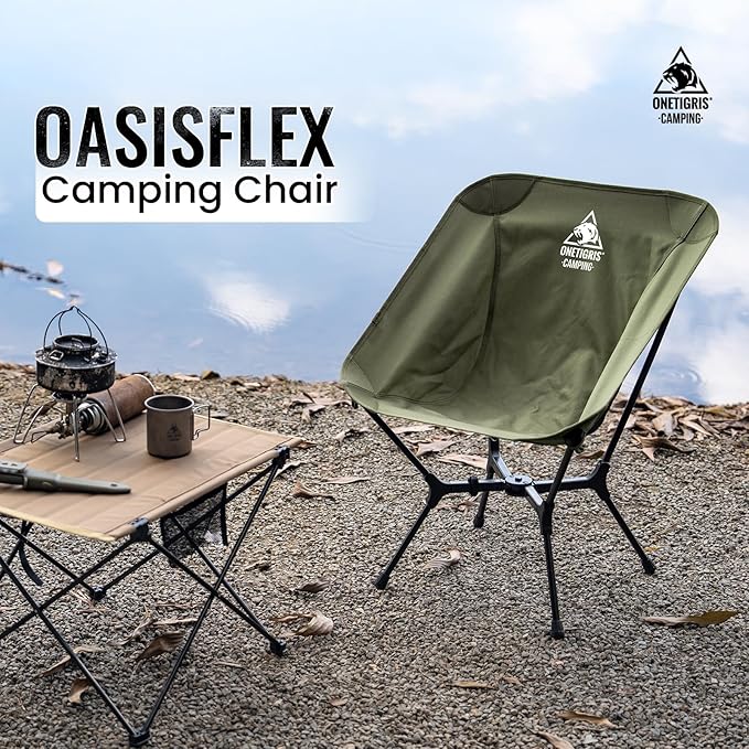 ONETIGRIS OasisFlex Camping Chair,Portable Chair with Carry Bag,Great for Camping,Beach,Picnic,Park,Lawn,Sports and Outdoor Events