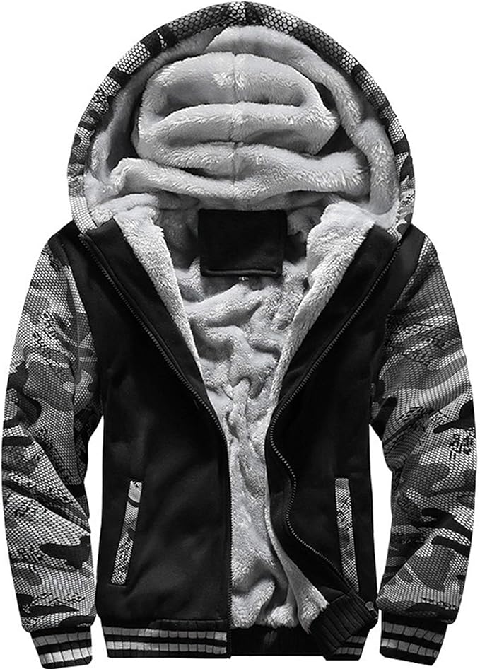 MACHLAB Men's Pullover Winter Workout Fleece Hoodie Jackets Full Zip Wool Warm Thick Coats