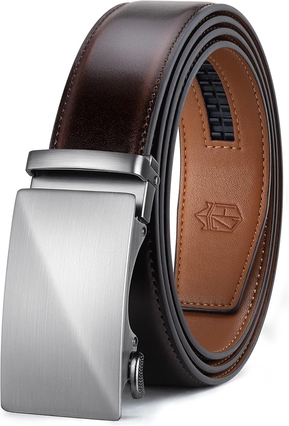 Zitahli Belt Men, Ratchet Belt Dress with 1 3/8" Premium Leather,Slide Belt with Easier Adjustable Automatic Buckle