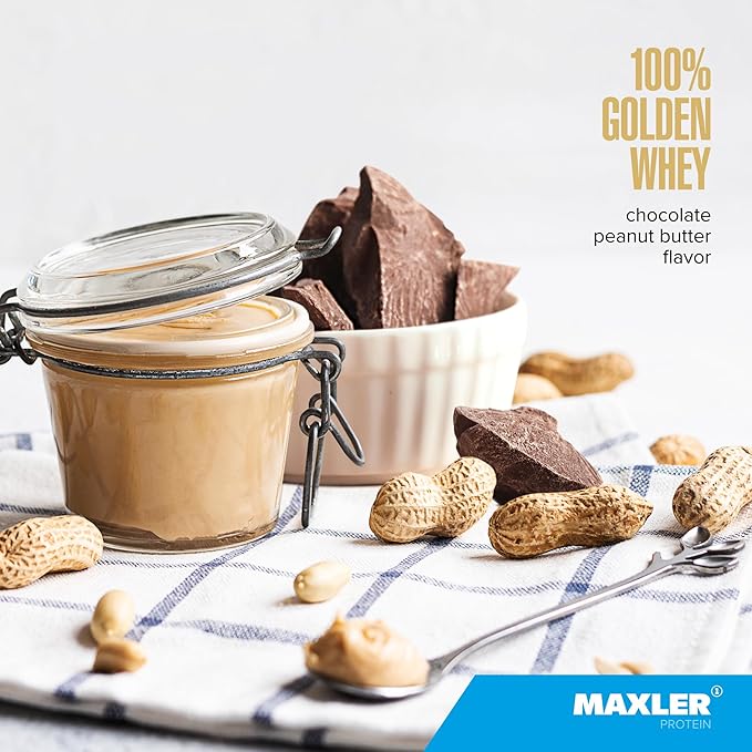 Maxler 100% Golden Whey Protein - 22g of Protein per Serving - Whey Protein Powder for Pre Post Workout - Fast-Absorbing Whey Concentrate, Isolate & Hydrolysate Blend - Chocolate Peanut Butter 5 lb