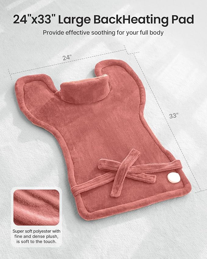 RENPHO Valentines Day & Birthday Gifts for Her Him Women Men, Electric Heating Pad for Back Pain Relief, FSA Eligible, Heat Pad for Neck and Shoulders, Fast Heating, 24"x33", ETL Certified, Pink