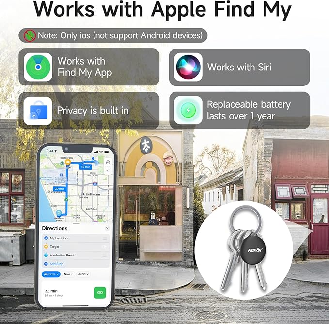 2026 New [Apple MFi Certified] (iOS Only) Air Tags-4 Park, Bluetooth Tracker Tag for Apple Find My, Replaceable Battery, Key Finder and Item Locator Smart Tag for Keys, Bags, Luggage, Pets, Wallet