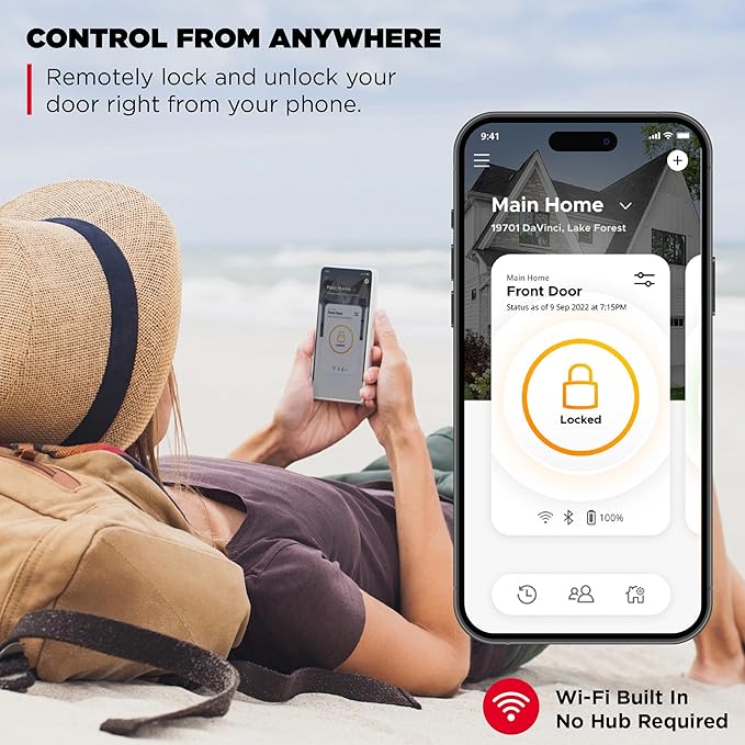 Kwikset Halo Wi-Fi Smart Lock, Keyless Entry Door Deadbolt, Geofence Auto-Unlock, Grade AAA Certified, No Hub Required Easy Install, Satin Nickel Lifetime Finish Warranty, Backlit Keypad