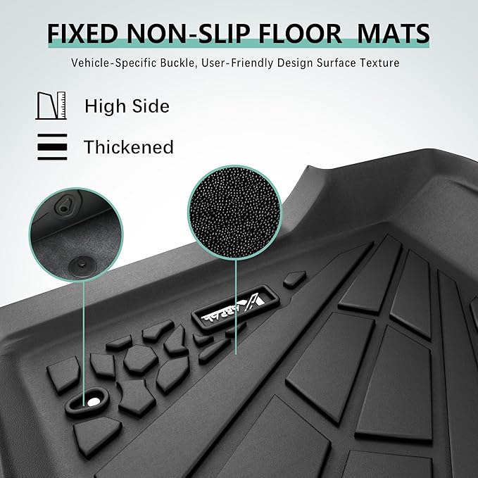 KARPAL Floor Mats for 1999-2007 Chevy Silverado/GMC Sierra 1500/2500/3500 Crew Cab / 2000-2006 Chevrolet Escalade/Suburban/GMC Yukon XL, All-Weather TPE Custom Fit Floor Liners Car Accessories
