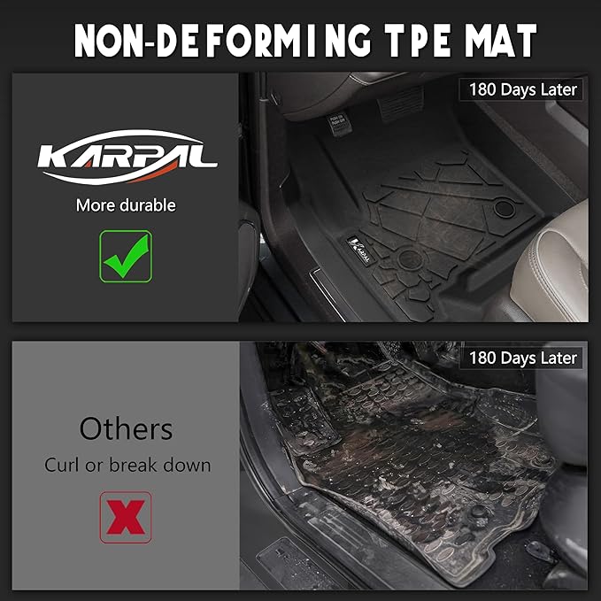 KARPAL Floor Mats for 2021-2025 2026 Chevy Tahoe & GMC Yukon (Not XL, Only fit 8 Seats) with 2nd Row Bench Seats, All-Weather TPE Custom Fit Floor Liners Car Accessories
