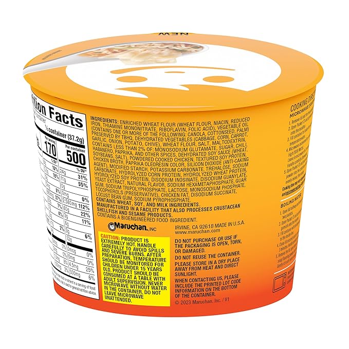 Maruchan Microwavable Wonton Bowl, Hot & Spicy Chicken, 3.93 Oz, 6 Count