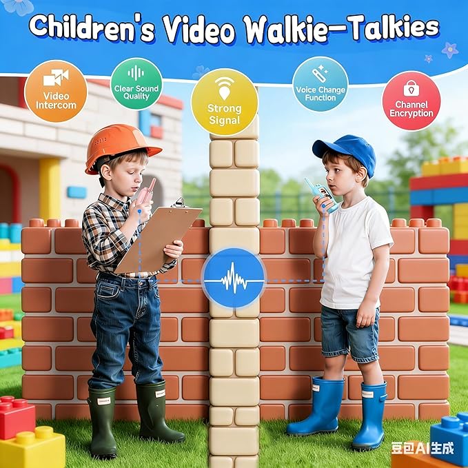 Video Walkie Talkies with for Kids Ages 3-12 – Rechargeable USB Two-Way Radios with Camera, 2 Packs Handheld Intercom for Indoor Outdoor Family Games, Camping, Hiking & Birthday Gifts (Pink & Pink)