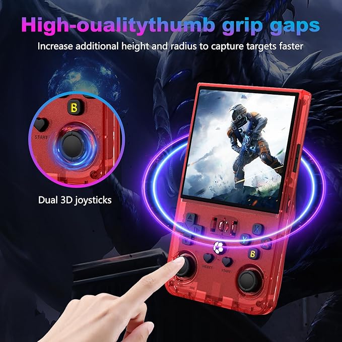R36MAX Retro Handheld Game Console, 4.0 Inch 720x720 IPS Screen, 64GB Built-in 18,000+ Classic Game, Portable Hand Held Open Source Linux System, 4000mAh Battery Retro Gaming Console(Red 64GB)
