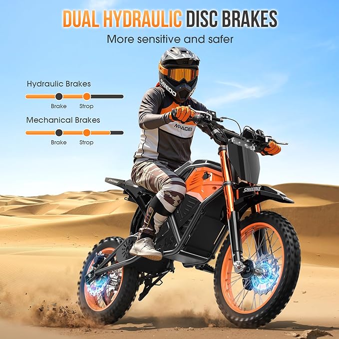 Adult Electric Dirt Bike, Electric Mountain Bike with 3000W Brushless Motor - 37.5 MPH, 48V/20Ah Removable Battery, Hydraulic Brakes & Full Suspension Electric Motorcycle for Teens 13+