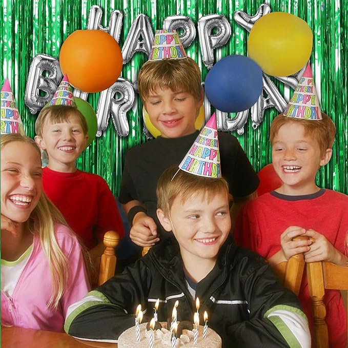 10 Pack Green Streamers Backdrop Jungle Party Decorations Foil Fringe Backdrop Curtains Photo Booth Backdrop for Birthday Dinosaur Animal St Patrick's Day Football Christmas Party Decorations