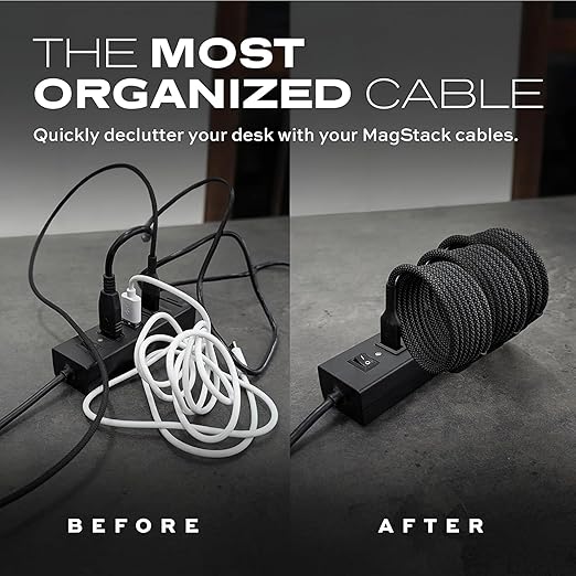 Statik MagStack USB A to iProduct Cable MFi Certified, Clutter-Free Magnetic Charging Cable, Anti-Tangle Phone Charger Cord, 12W, Compatible with iPhone 14 Pro Max, 13 12 11, 6FT/2M, 3-Pack