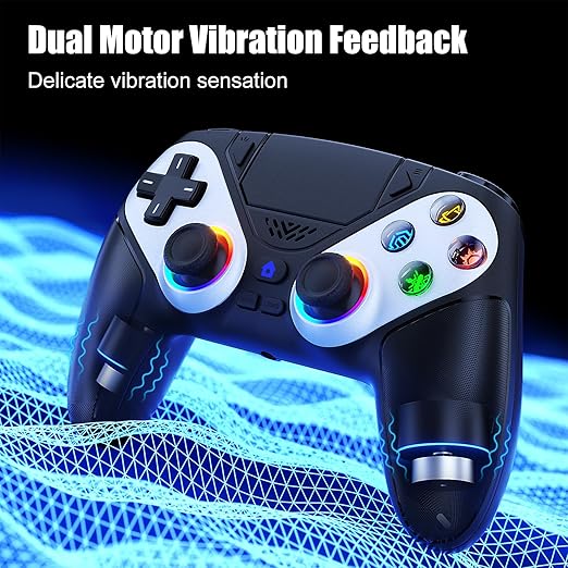 Gamrombo LED Wireless Controller for PS5, Compatible with PS5 Pro/Slim/PC, Dual Vibration, Macro/Turbo Function, 3.5mm Audio Jack, 6-Axis Motion Contro Gamepad with Speaker