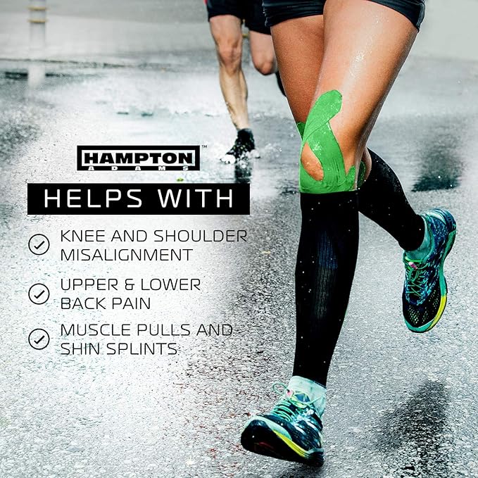 Hampton Adams | As Seen on Shark Tank | Elastic Kinesiology Tape (Bulk Roll) | 135ft Uncut | Supports & Protects Muscle Wrist Knee Shoulder Back Plantar Fasciitis | Waterproof Hypoallergenic
