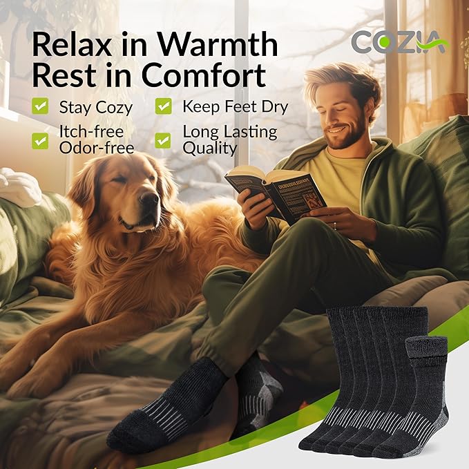 COZIA Merino Wool Socks for Men & Women Casual Warm Winter Cozy Thermal Socks