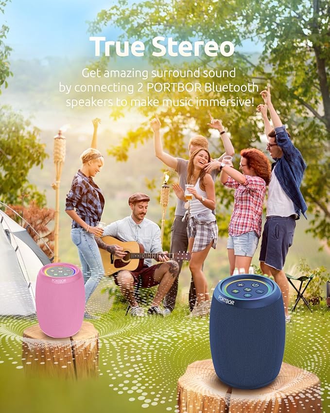 Portable Bluetooth Speaker, Powerful Loud Sound Wireless Speaker, Bluetooth V5.3, IPX5 Waterproof, TWS Pairing, Small Speakers for Outdoor Home Party Beach Shower, Holiday Birthday Electronics Gift
