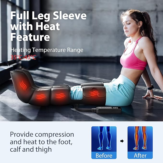 CINCOM Leg Massager with Heat and Compression, Air Compression Boots for Leg Calf & Foot Recovery, Edema Relief, FSA-HSA Eligible
