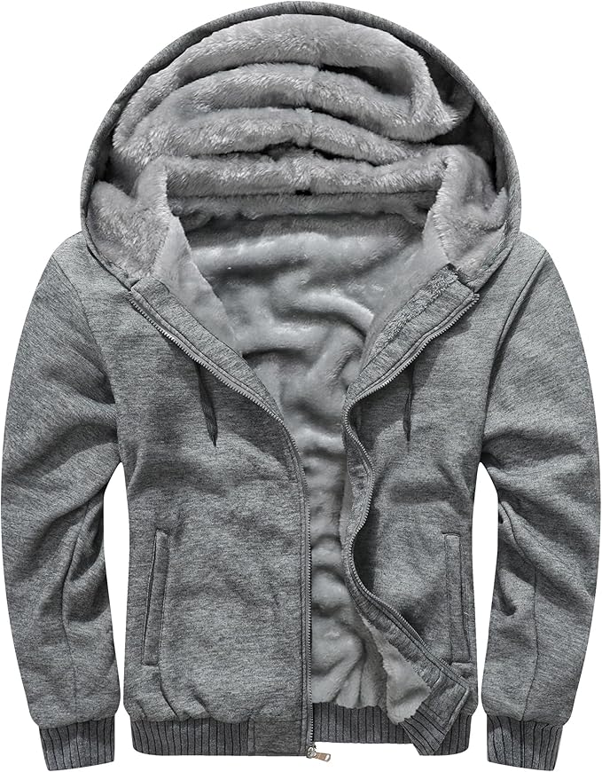 MACHLAB Men's Pullover Winter Workout Fleece Hoodie Jackets Full Zip Wool Warm Thick Coats