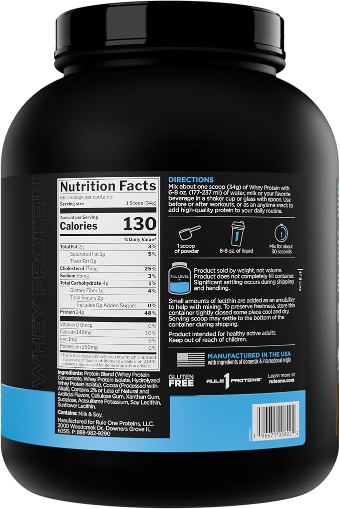 Rule 1 Whey Protein – 24g Fast-Acting Protein from All-Whey Sources with Naturally Occurring EAAs & BCAAs for Workout Recovery or Anytime Use (5 Pounds*, Café Mocha)