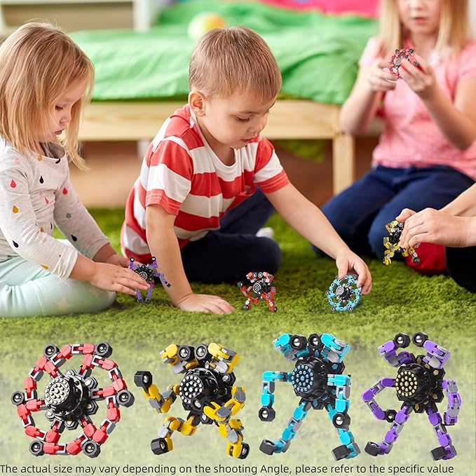 Transformable Fidget Spinners Toys 4 Pcs for Kids and Adults Stress Relief Sensory Toys for Boys and Girls Age 8-13 Fingertip Gyros Valentines Day Gifts Men Easter Stocking Stuffers for Teens