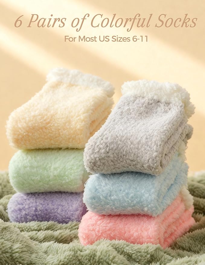 TEHOOK Warm & Cozy Gifts for Women, Stocking Stuufers, Fluffy Fuzzy Plush Sleeping Slipper Socks - Soft Warm Fabric