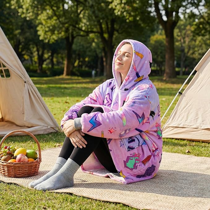 Oversized K-Pop Wearable Blanket Hoodie Blanket Hoodie - Sherpa Fleece Lined - Super Soft & Warm Wearable Blanket with Hood & Pockets - Perfect for Staying Cozy & Showing Your Fandom!