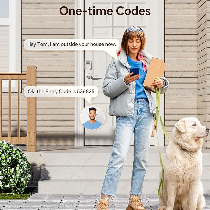 Keyless Entry Door Lock Set Smart Locks for Front Door Keypad Door Lock with Handle Auto Lock One Time Password Anti Peeping Password IP54, Satin Nickel