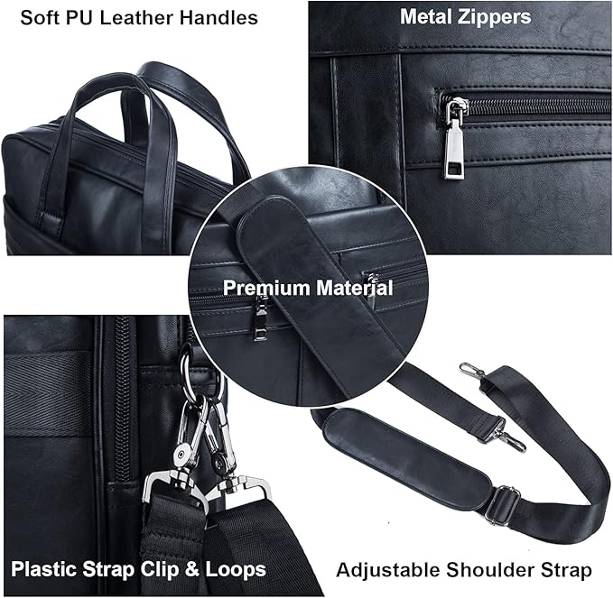 seyfocnia Men's Leather Messenger Bag, Laptop Briefcase Business Satchel Computer