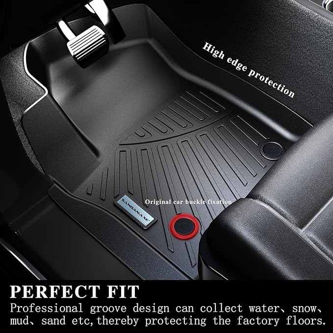 Floor Mats & Trunk Mat Backrest Mat for Toyota RAV4 2013-2017 2018（Not for Hybrid or Prime） TPE All Weather Protection 2 Rows Full Set Car Mats with Velcro Rear Seats Backrest