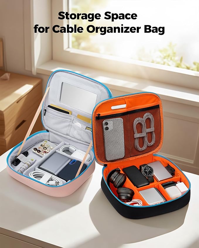 MATEIN Mr and Mrs Gifts, Electronics Organizer Travel Case with USB Port, Wedding Honeymoon Gifts for Couples, 2-Pack Couple Cord Organizer Bag 2-in-1 Cable Storage Bag for Tech Accessories and Makeup